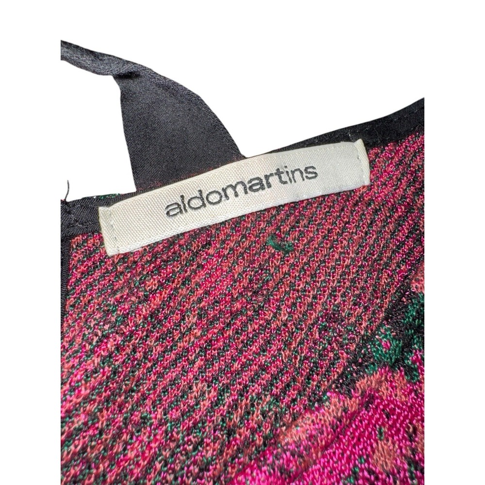 Aldomartins Floral Knit Sweater Women's US 4 Pink Tulip Print Tie Back Boho - Picture 4 of 8